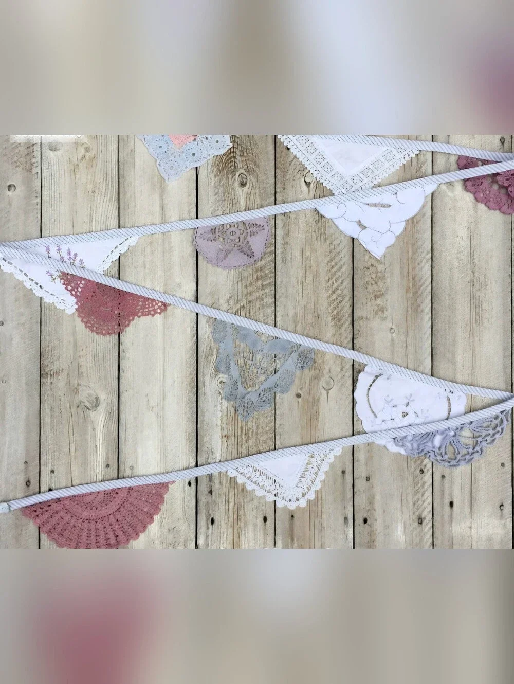 Vintage Crochet Bunting Garland - Aubergine, Gray